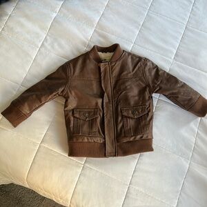 Oshkosh Genuine Kids faux leather bomber jacket, size 18 months, brown